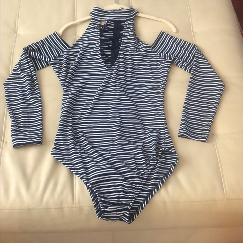 Size L Blue navy and White Striped Bodysuit
